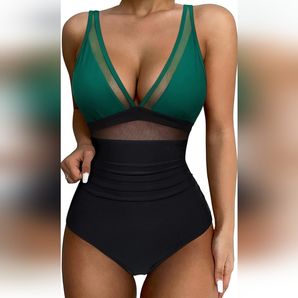 SUUKSESS One Piece High Waisted Mesh Swimsuit